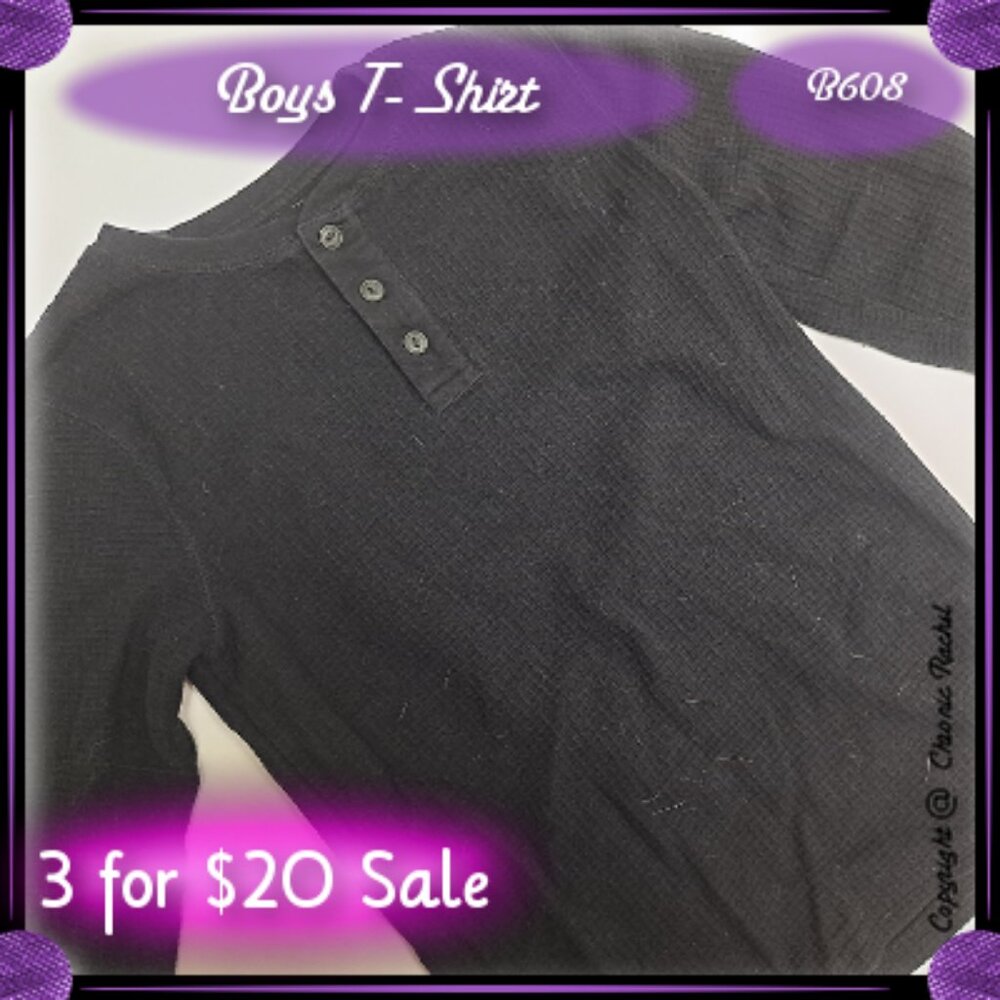 Black Long-Sleeve Henley Shirt